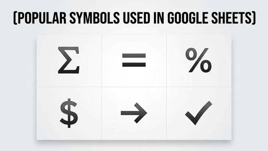 Popular Symbols Used in Google Sheets